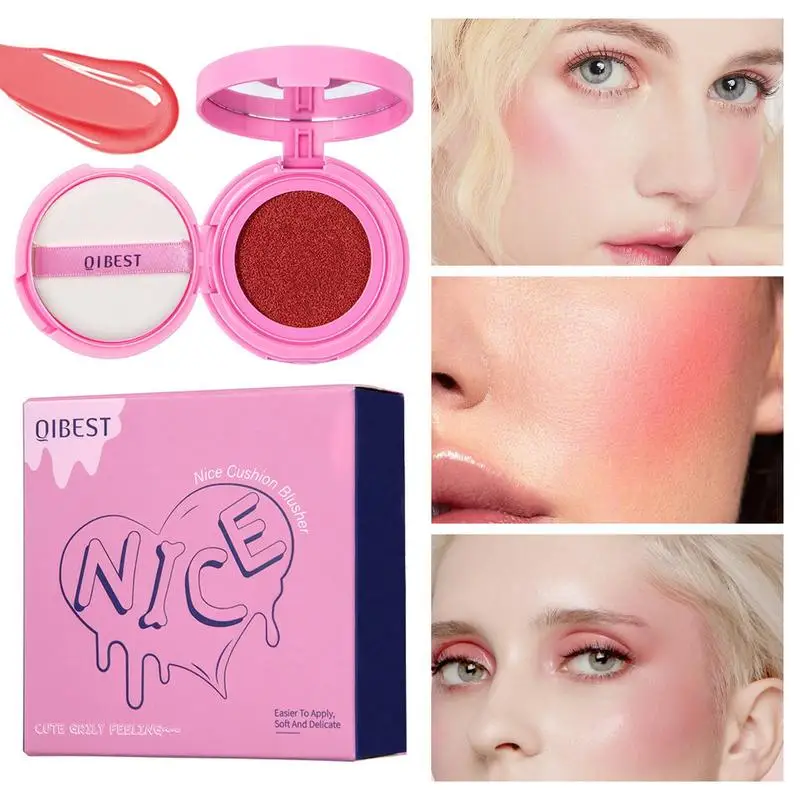 Flüssiges Rouge süßes Kissen erröten mit Puff applikator und spiegel wasserdichter, langlebiger Rouge-Kosmetik für mischbare Gesichts Rouge