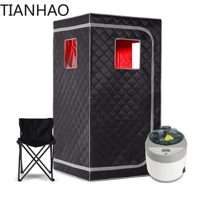 Portable Steam Sauna Full Body Relaxation with 660nm Red Light Therapy 4L Steamer Folding Chair Home Spa