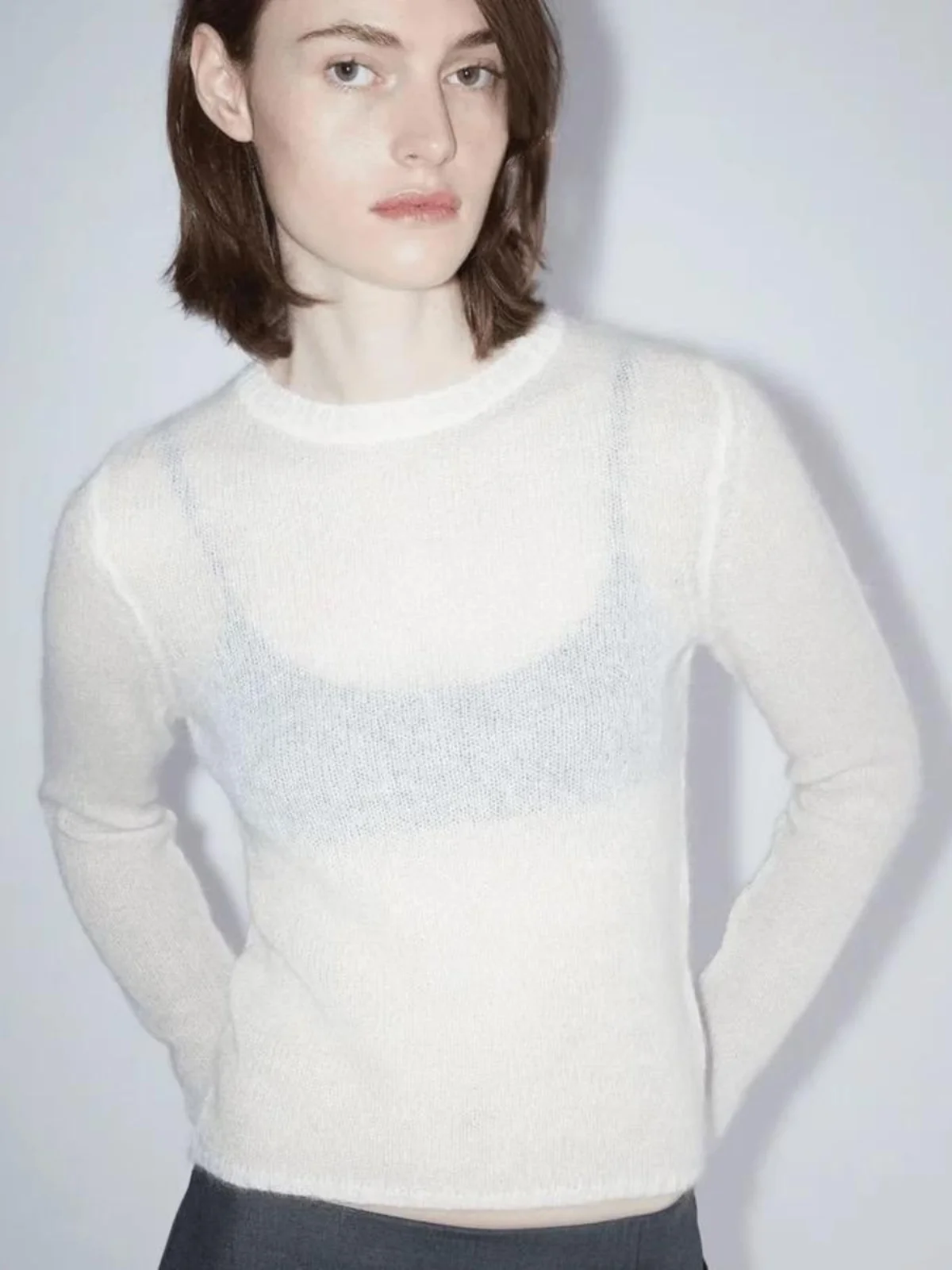 

Paloma Wool Women's Slim Fit Long Sve Knitted Sweater round Ne Pullover Soft Wool Blend Spring Thin Knitwear Casual Sle