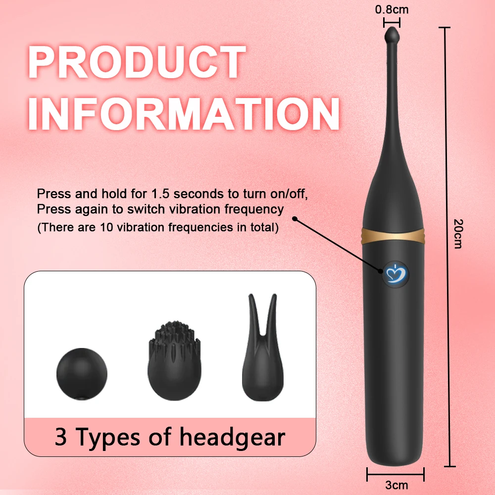 Clitoral Vibrator Female Clit G-Spot Dildo Nipple Stimulator Personal Massager Stick Wand Sex Toys for Women 3 Caps Replaceable view 4