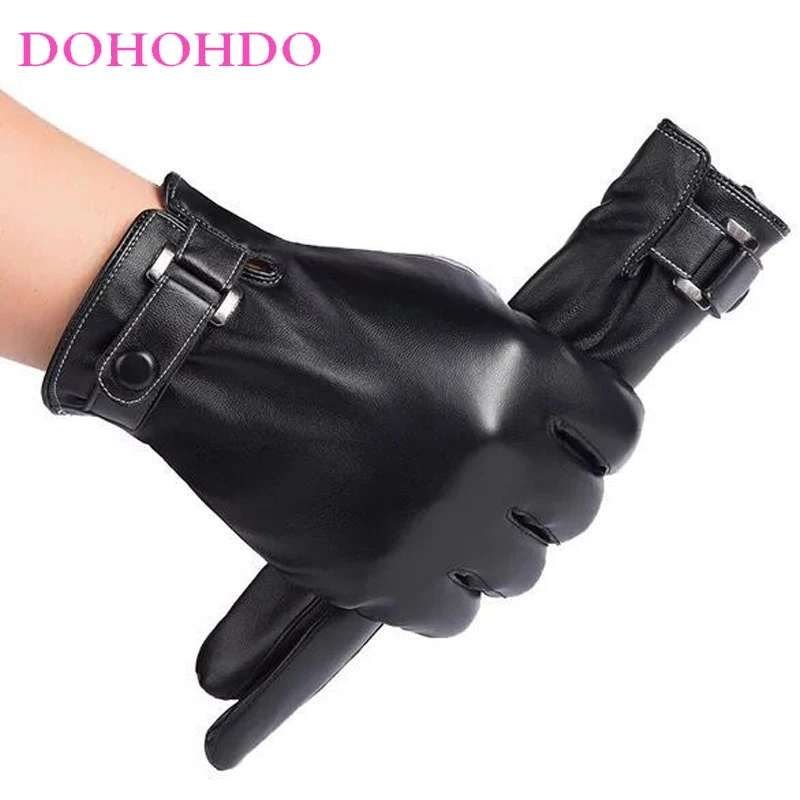 

Touch-screen Leather Gloves Men's Riding In Autumn And Winter Plus Velvet Padded Warm Cycling Wind-proof Arctic Velvet Gloves