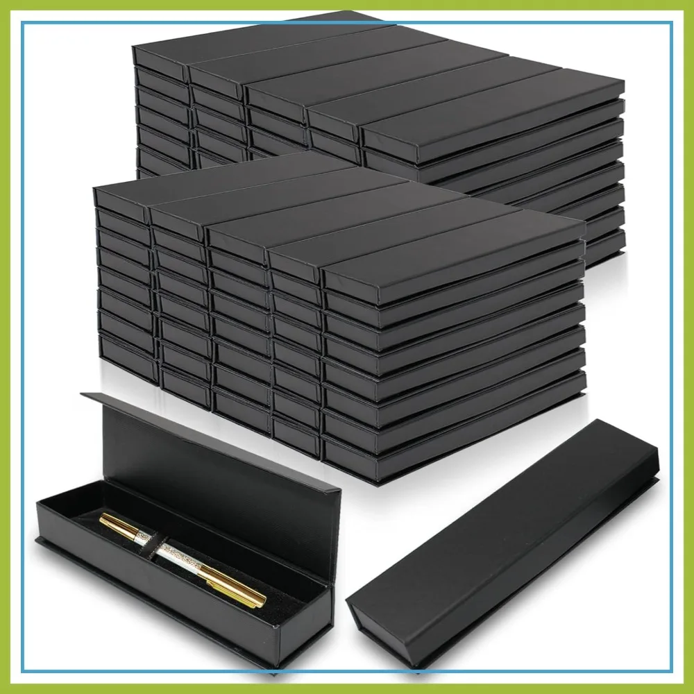 

84 Pcs Pen Gift Boxes Empty Black Ballpoint Pen Gift Box with Cushion Display Case for Souvenir Business Office Supplies