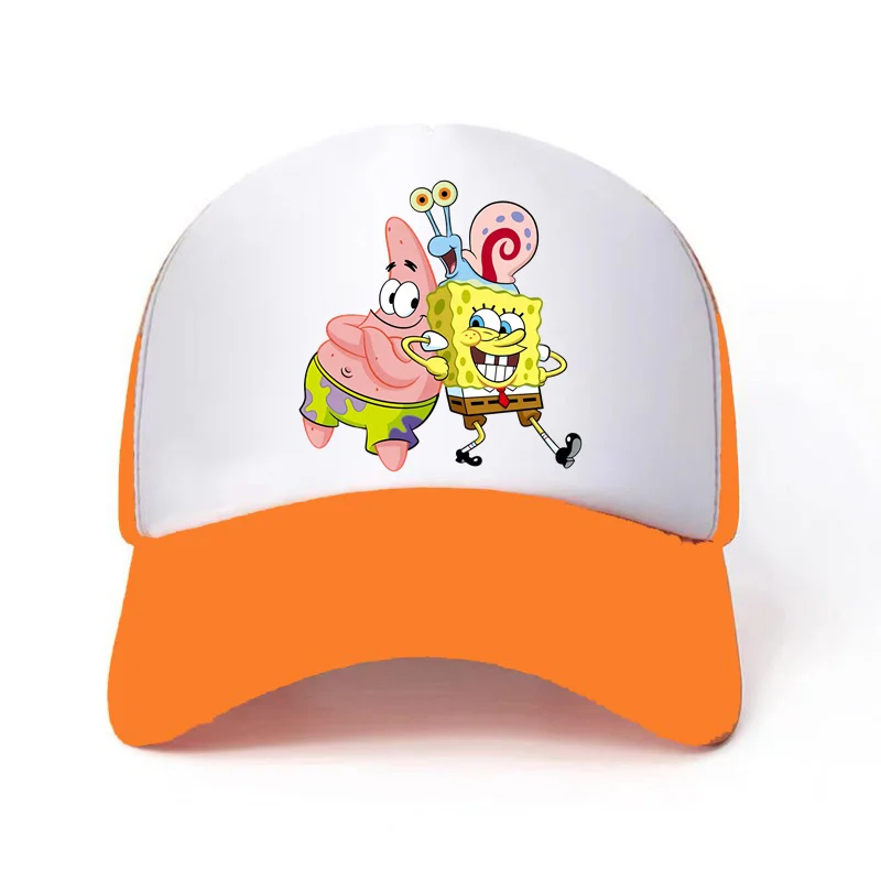 Dziecięcy kapelusz młodzieżowy Cartoon SpongeBob z nadrukiem kapelusz przeciwsłoneczny 58CM Student chłopcy dziewczęta Outdoor Sports moda uroczy słoneczny kapelusz na co dzień