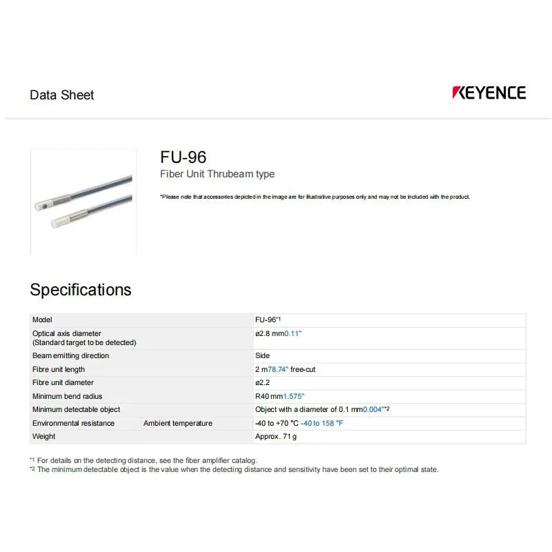 FU-96 مستشعر الألياف الضوئية الأصلي الجديد KEYENCE للكشف عن مستوى السائل