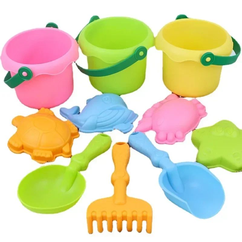Set Mainan Pasir Pantai Anak-anak 4/8 Buah Sekop Ember Karet Lembut Mainan Pesta Bermain Air Musim Panas Luar Ruangan Membangun Keterampilan Langsung