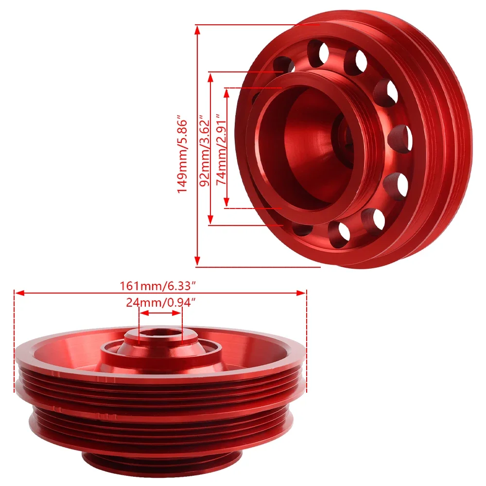 Crank Pulley Crankshaft Pulley Light Weight Aluminum For 1992-1995 Honda Civic SOHC D16 Red Blue