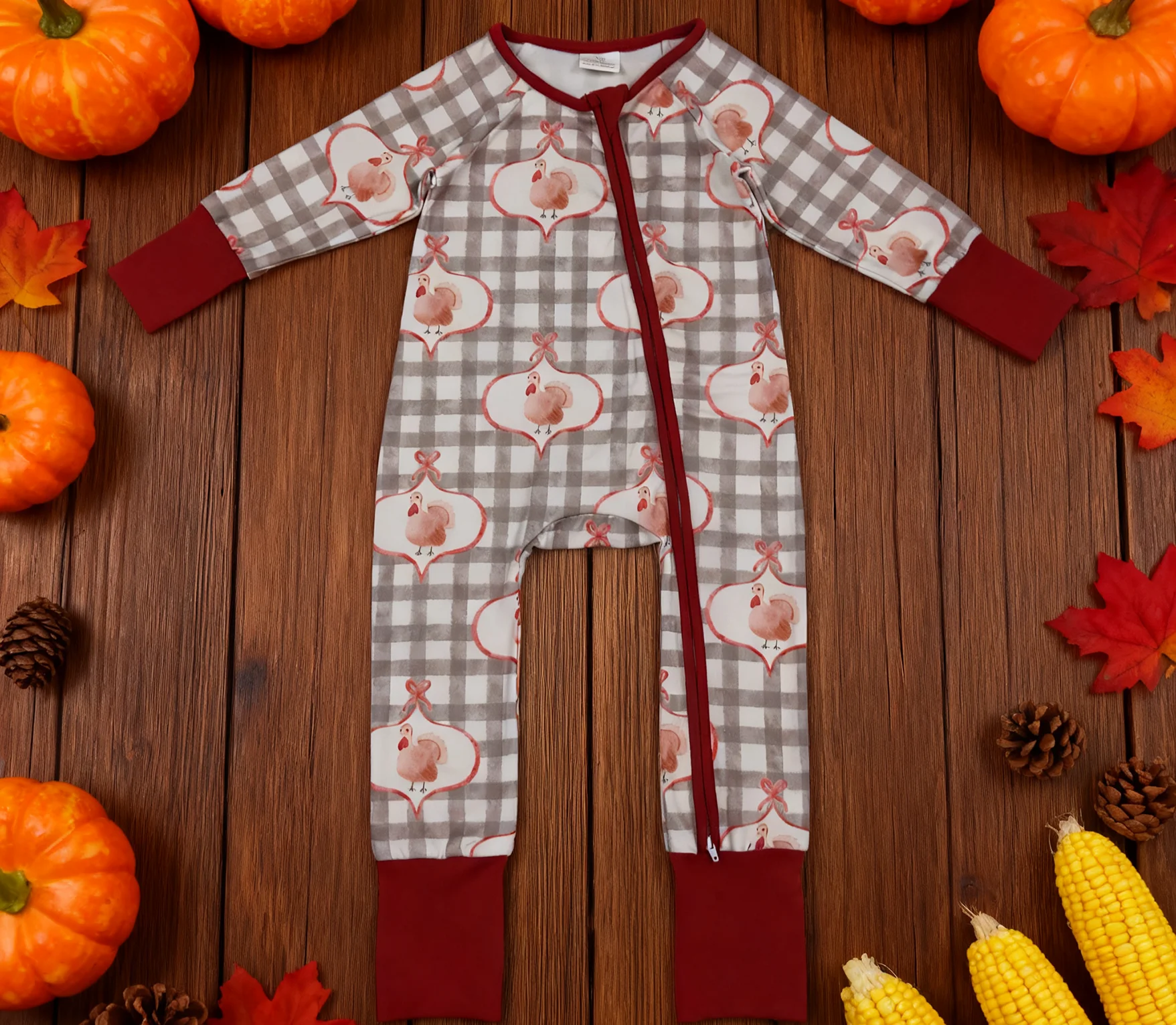 

Z1006-08 LR2691 Baby Bubbles Infant Jumpsuit Kids One-piece Newborn Romper Toddler Thanksgiving Clothes