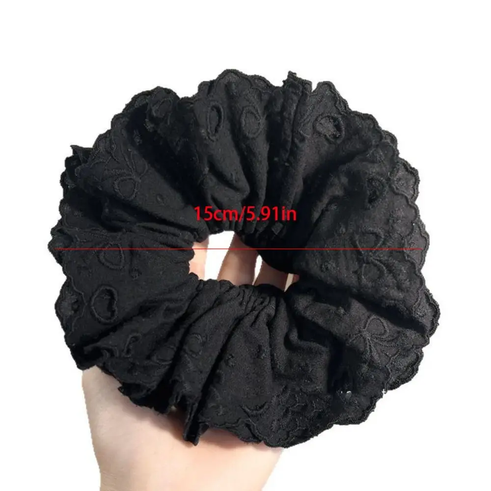 Flower Shape Ballet Style Lace Scrunchies Hair Tie Heart Embroidery Large Hair Scrunchies Cloth Rubber Bands