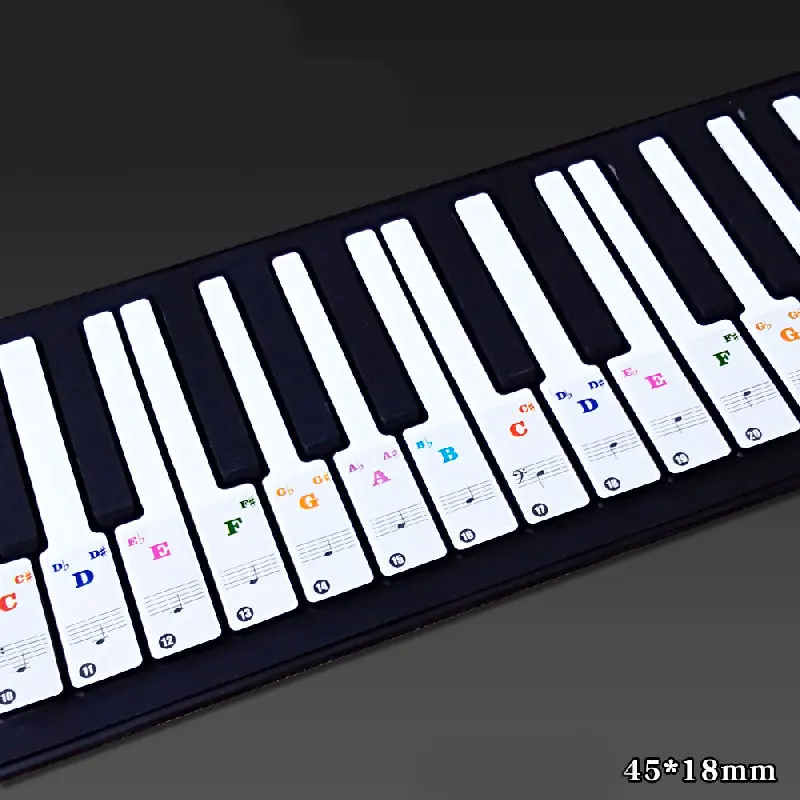 37/49/61/88 Keys New Colorful Transparent Piano Keyboard Stickers Electronic Keyboard Sound Name Key Stave Note Symbol Sticker