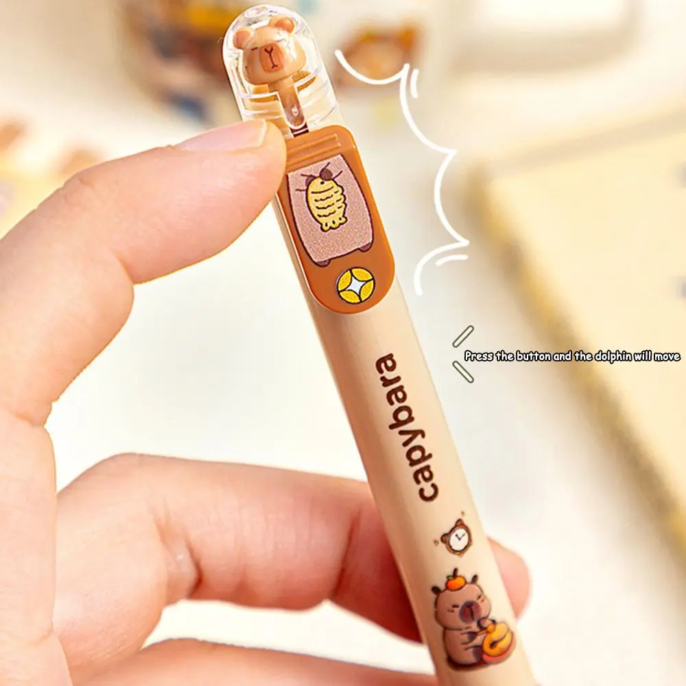 

4PCS Cartoon Capibara/Panda Gel Pen 0.5mm Quick Drying Black Pen Soft Grip Ballpoint Pen School Office