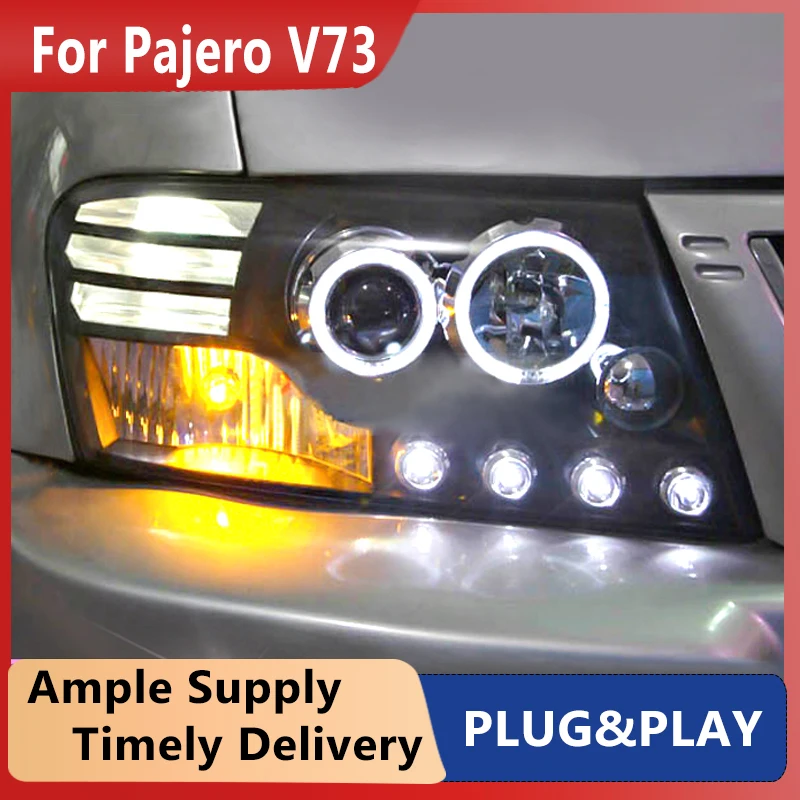 Car Styling for Pajero V73 Headlights 2004-2016 Montero LED Headlight DRL Hid Option Head Lamp Angel Eye Beam Accessories