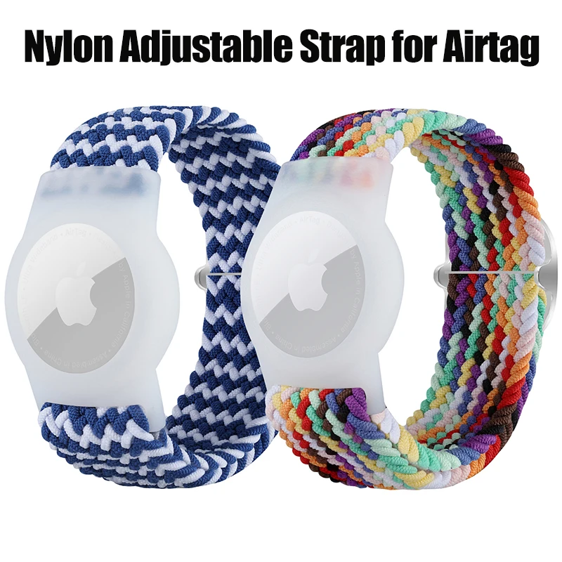 Nylon Braided Adjustable Strap for Apple Air Tag Protective Sleeve Anti Scratch Bracelet Band for Apple Airtags Wrist Strap