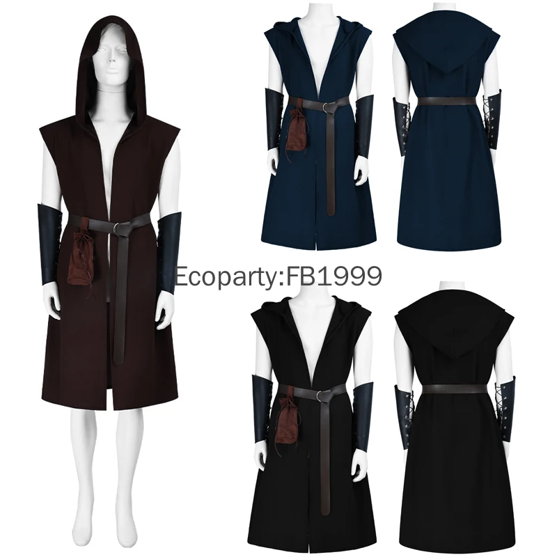 

Мужской комплект из 4 предметов, средневековый норманский костюм воинов, кардиган без рукавов с капюшоном в стиле Ренессанс, куртка для взрослых, наряд для вечеринки на Хэллоуин