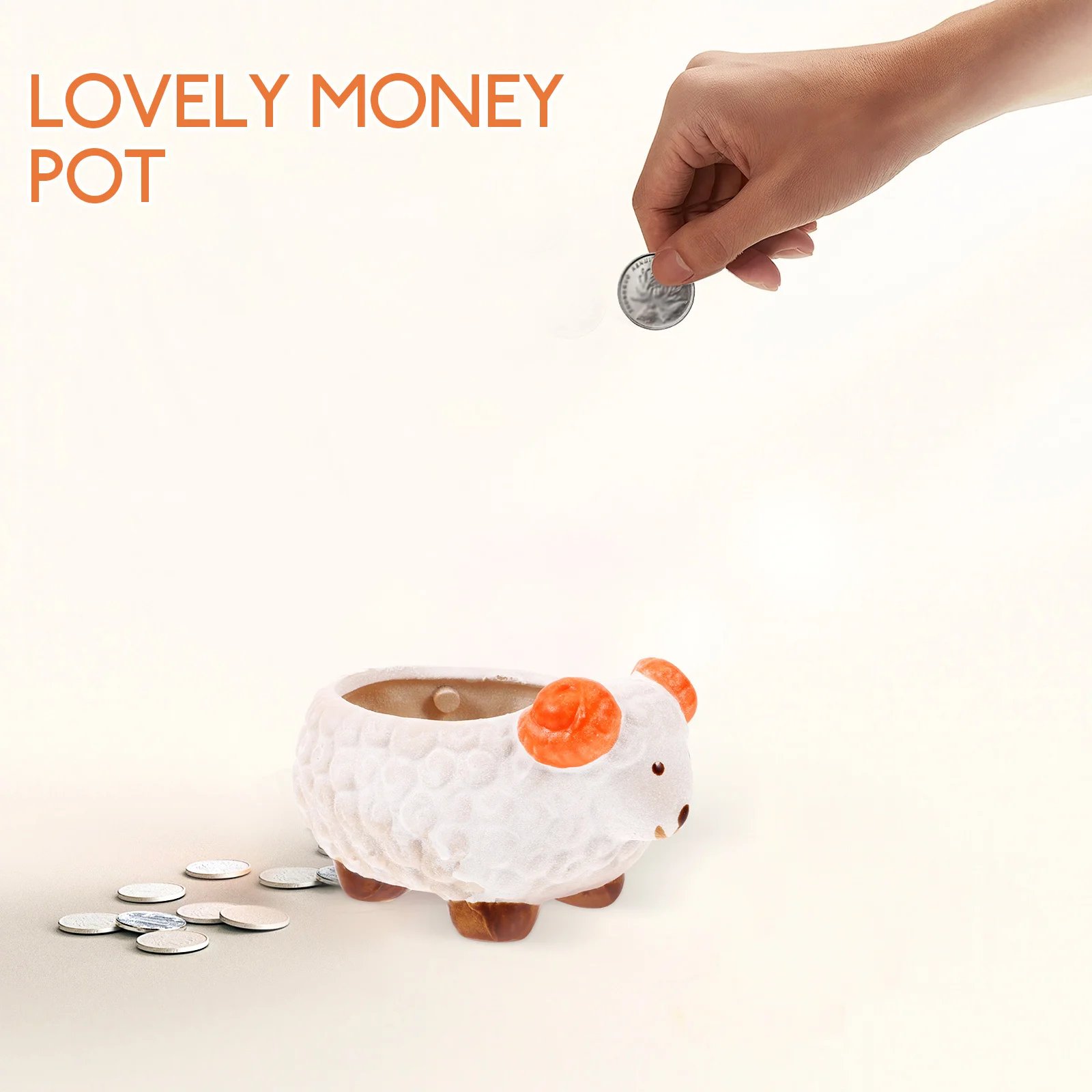 

1Pcs Cute Sheep Coin Bank Ceramic Money Pot for Change Organization Creative Home Decor Gift for Family Friends Kids