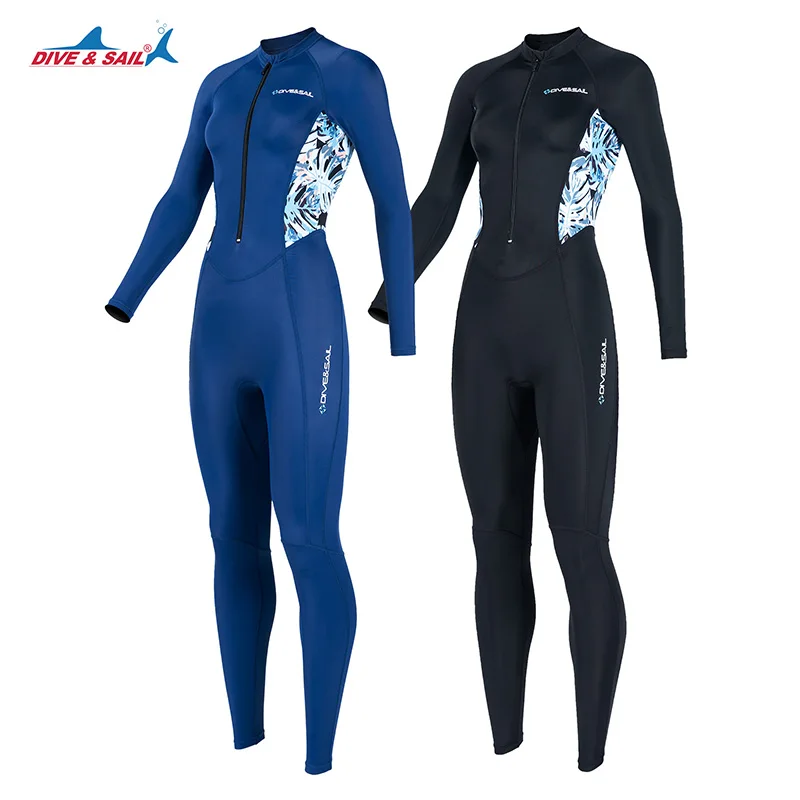 Women's Full Body Wetsuit, Thin Surfing Diving Suit, Surf Snorkeling Skin Rash Guard One Piece Long Sleeve Zip Quick Dry Sunsuit