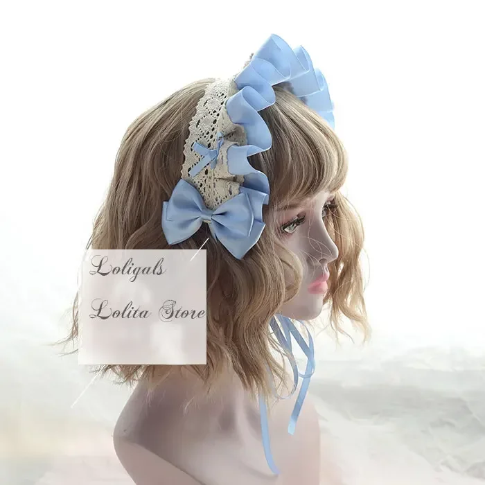 Sweet Ruffled Lolita Bonnet Lace Trimmed Headband
