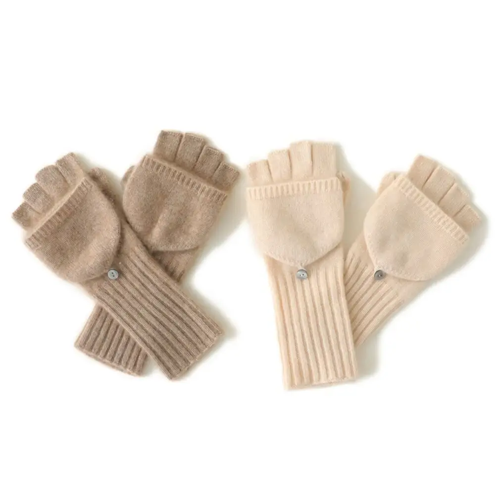 New Cashmere Winter Mitten High Quality Windproof Flip Cover Mittens Thicken Fingerless Gloves Winter