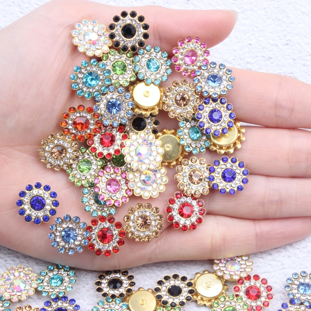 Flatback Claw Rhinestones Mix Color 30pcs Sewing Round Tear Shiny Crystals Stones Gold Base Sew On Rhinestones For Clothes