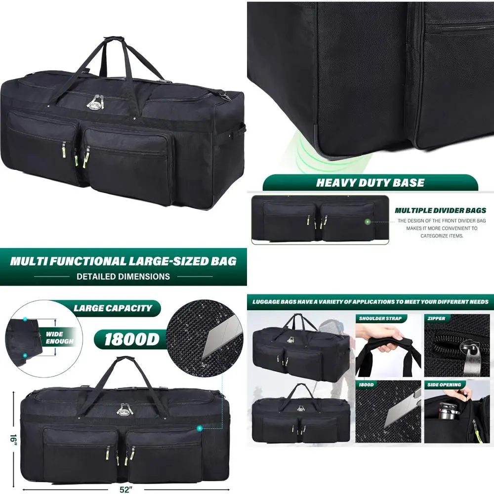 

Heavy Duty 1800 Denier Soft Trunk Bag with Shoulder Strap, Large Capacity, 18,720 Cubic Inches, No Embroidery