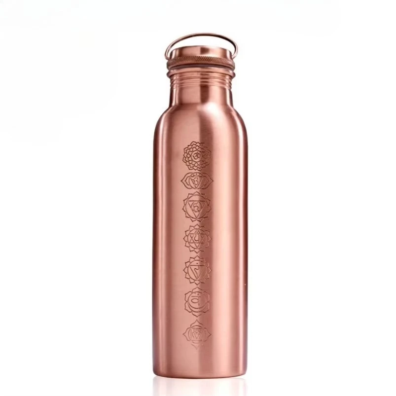 Hand Carved Copper Jug 750ml Indian Handmade Yoga Cold Water Pitcher Home Drinkware