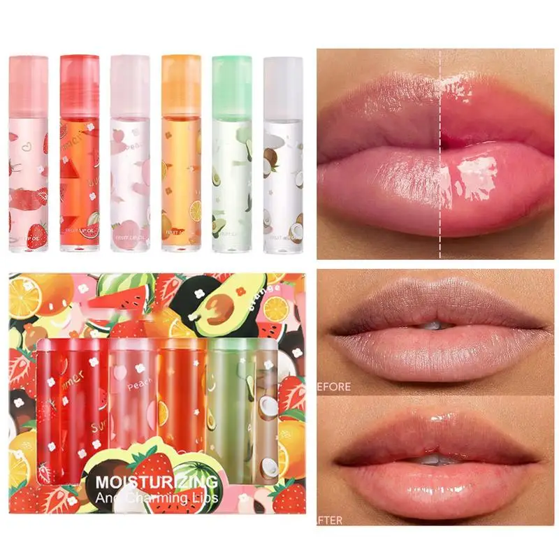 Roll-On Lip Balm Moisturizing Natural Plumping Lip Oil With Fruity Scent Young Girls Cosmetics For Dating Traveling Home Working