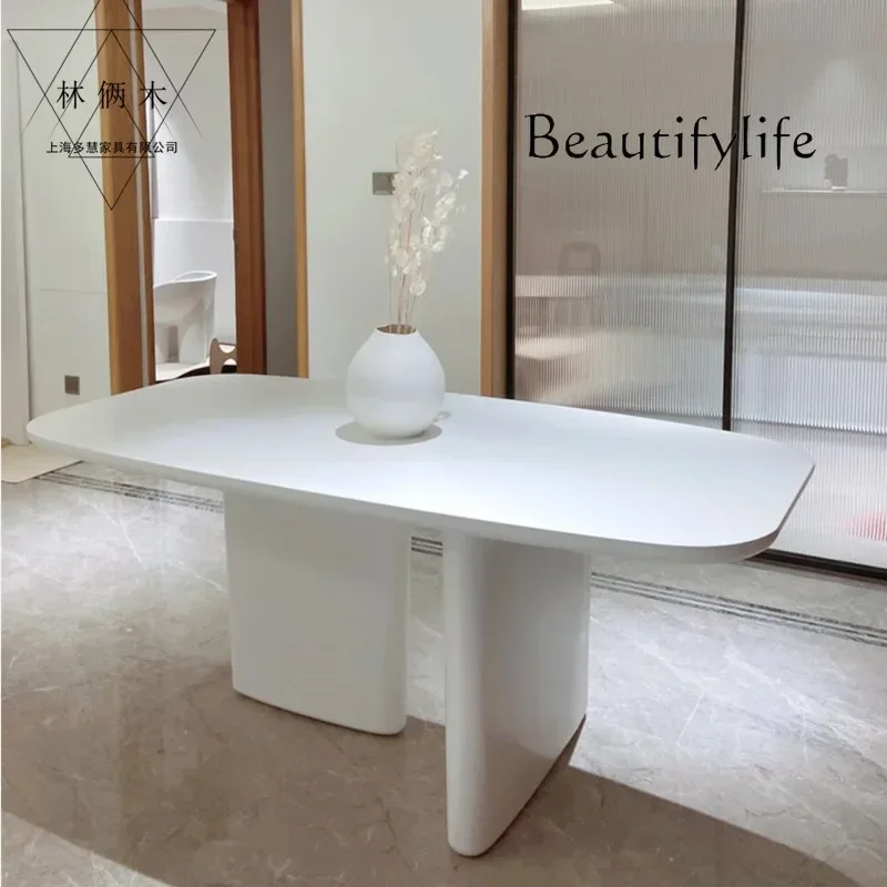 

N44 HH Red piano paint round dining table creative conference table modern small apartment round dining table