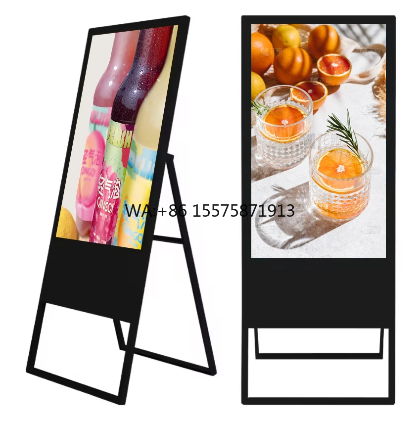 55-Inch Indoor Capacitive Touch Android Portable Signage A-Type Digital Poster for Shopping Mall Animation