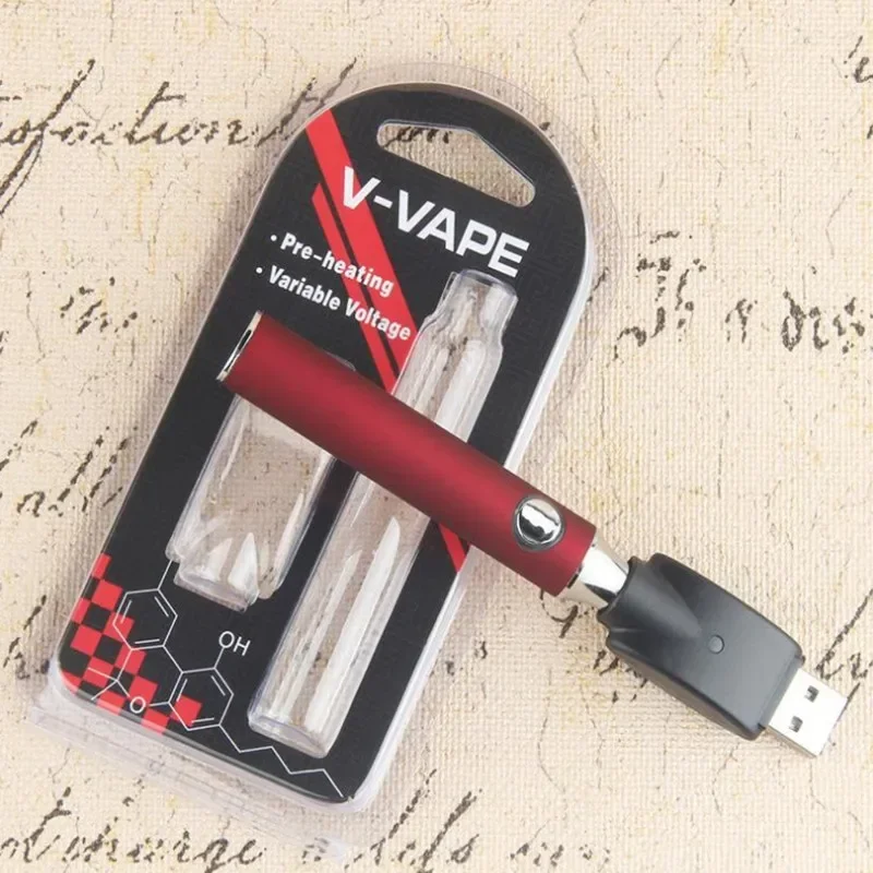 10 قطعة V Vape 650mah بطارية التسخين المسبق الجهد المتغير VV E السجائر Vape أقلام مع شاحن USB لعربات خراطيش الخيط 510
