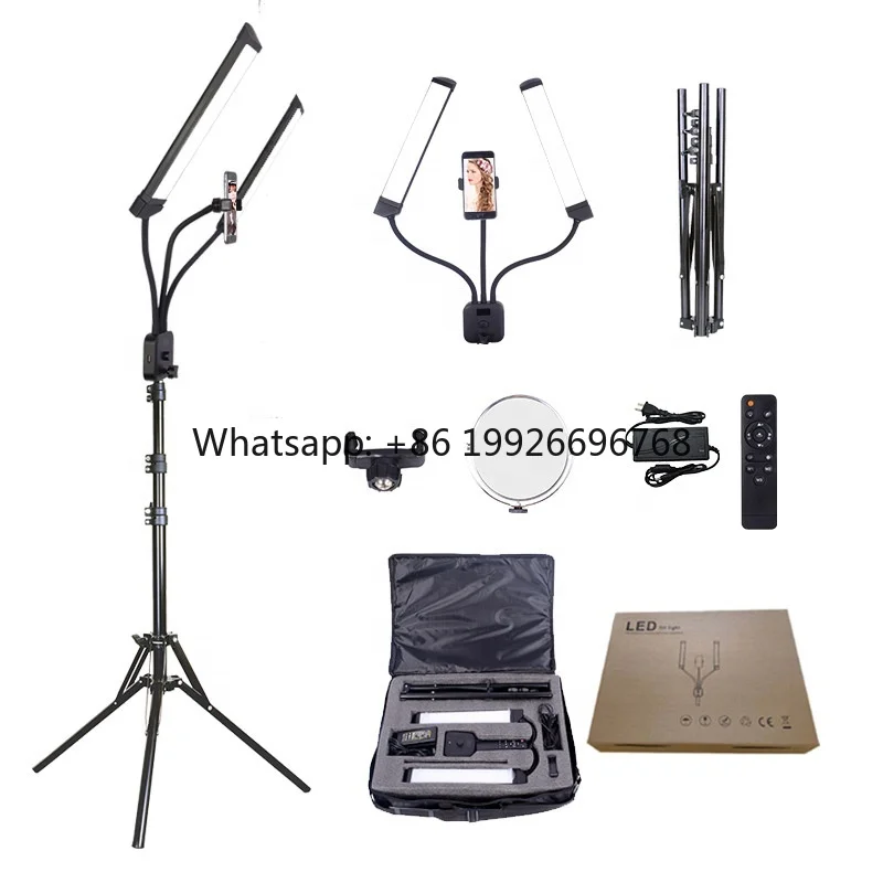 

Hot Selling Dual Arm Fill Light Photography Remote Control LED Light for Smartphone with Reflexed Stand