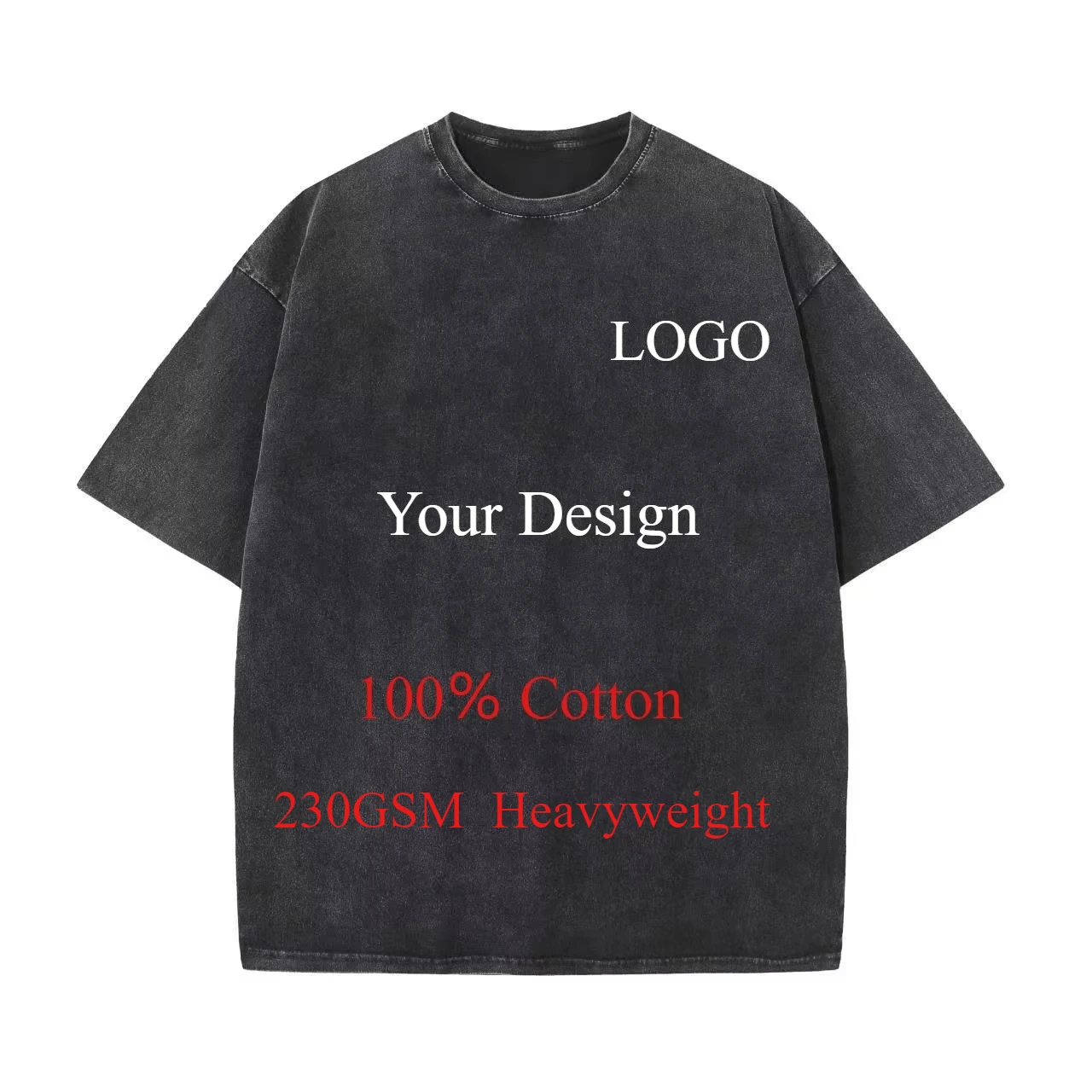 Custom Streetwear Vintage Washed Cotton Tee Oversized T-Shirt Retro Hip Hop Style 100% Cotton Personalized Design Men Clothing