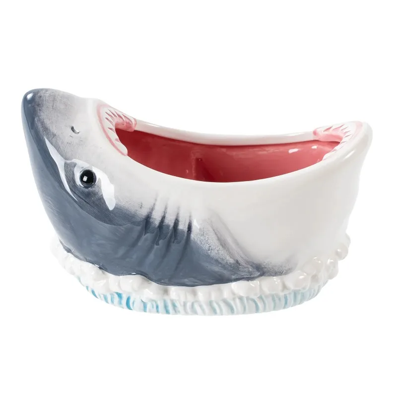 For Creative Big Mouth Shark Bowl and Shark Dumpling Plate Handmade Ceramic Bowl Household Dessert Bowl