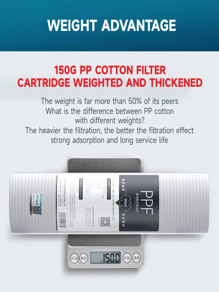 4개입 정수기 필터 카트리지 범용 10인치 PP 코튼 1미크론 필터 순수 정수기 전처리 필터에 적합