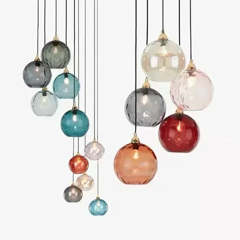 Modern Suspension Light Fixture Nordic Colored Glass Chandelier for Living Room Dinning Bedroom Room Lustre Home Decoration