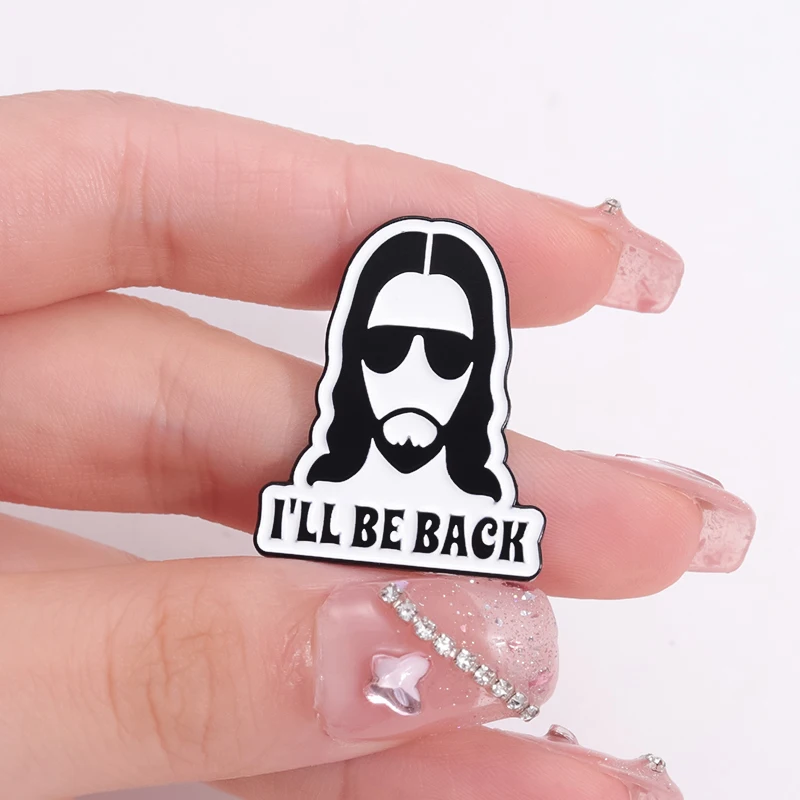 „I'll Be Back“-Büchertasche, dekoratives Abzeichen „Jesus Did It“-Alphabet-Brosche, Kleidungszubehör, Schmuck, Geschenk für glaubere Freunde