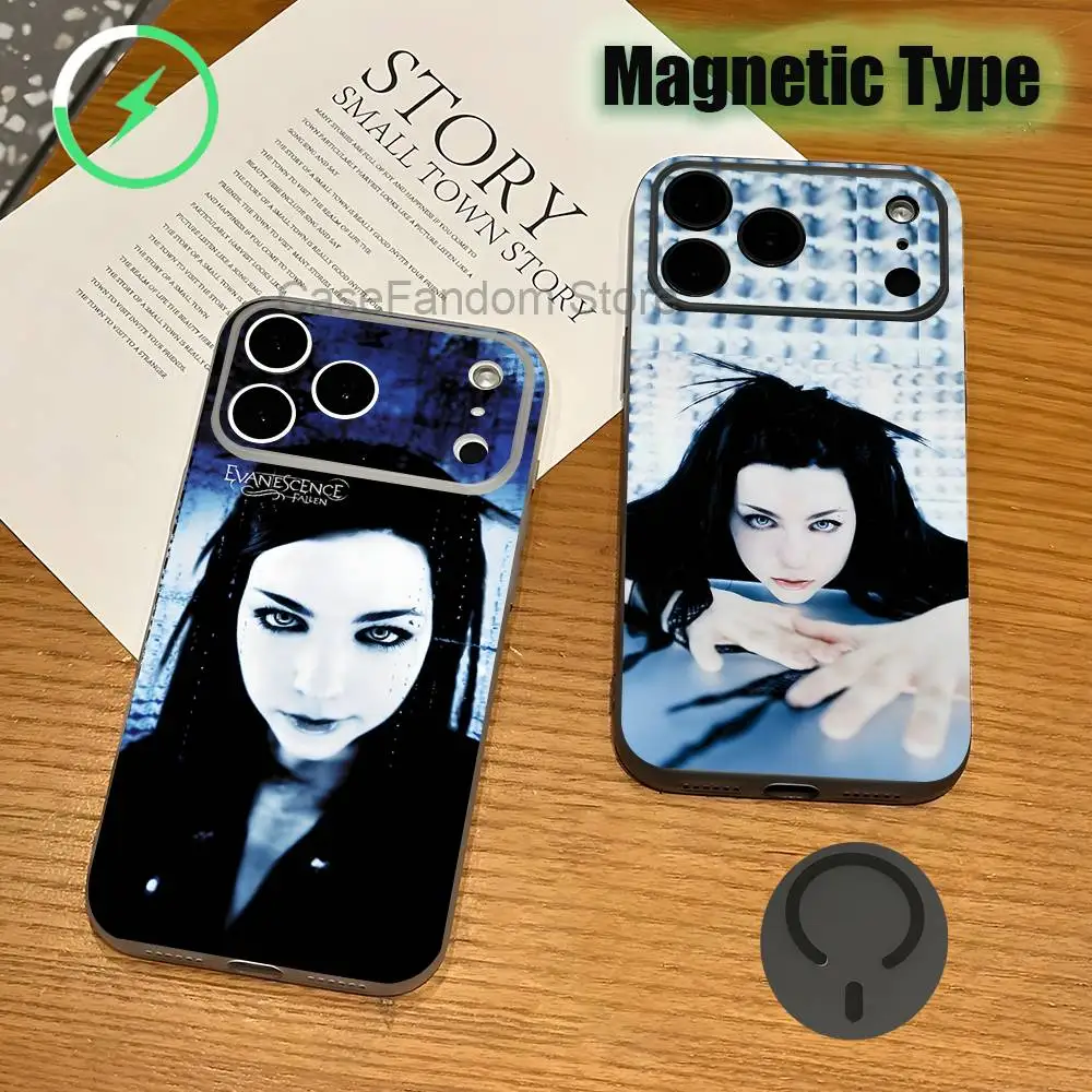 

E-Evanescence Fallen A-Amy Lee Shockproof Transparent gray Phone Case For iPhone 17,16,15,14,13,12Pro,Max,Plus,Magnetic Charging