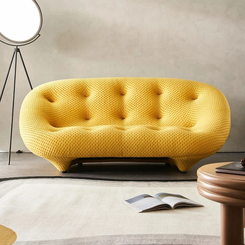 Curved sofa living room designer small apartment Internet celebrity Italian shell sofa freehand space personalized fabric sofa