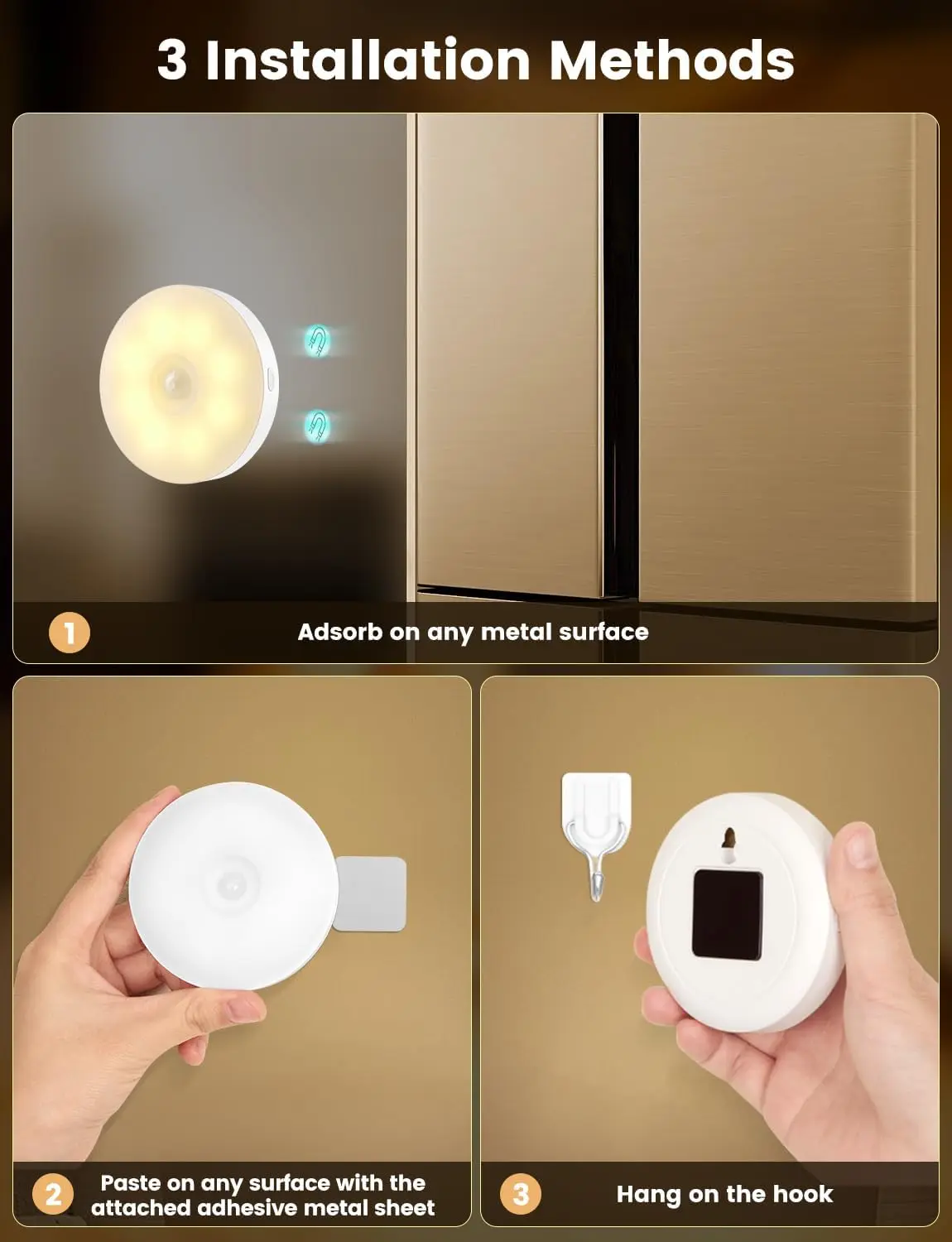ضوء ليلي Xiaomi LED مع مستشعر حركة USB قابل لإعادة الشحن مع مصباح لاسلكي 1000 مللي أمبير في الساعة مغناطيسي لإضاءة سلالم خزانة المطبخ