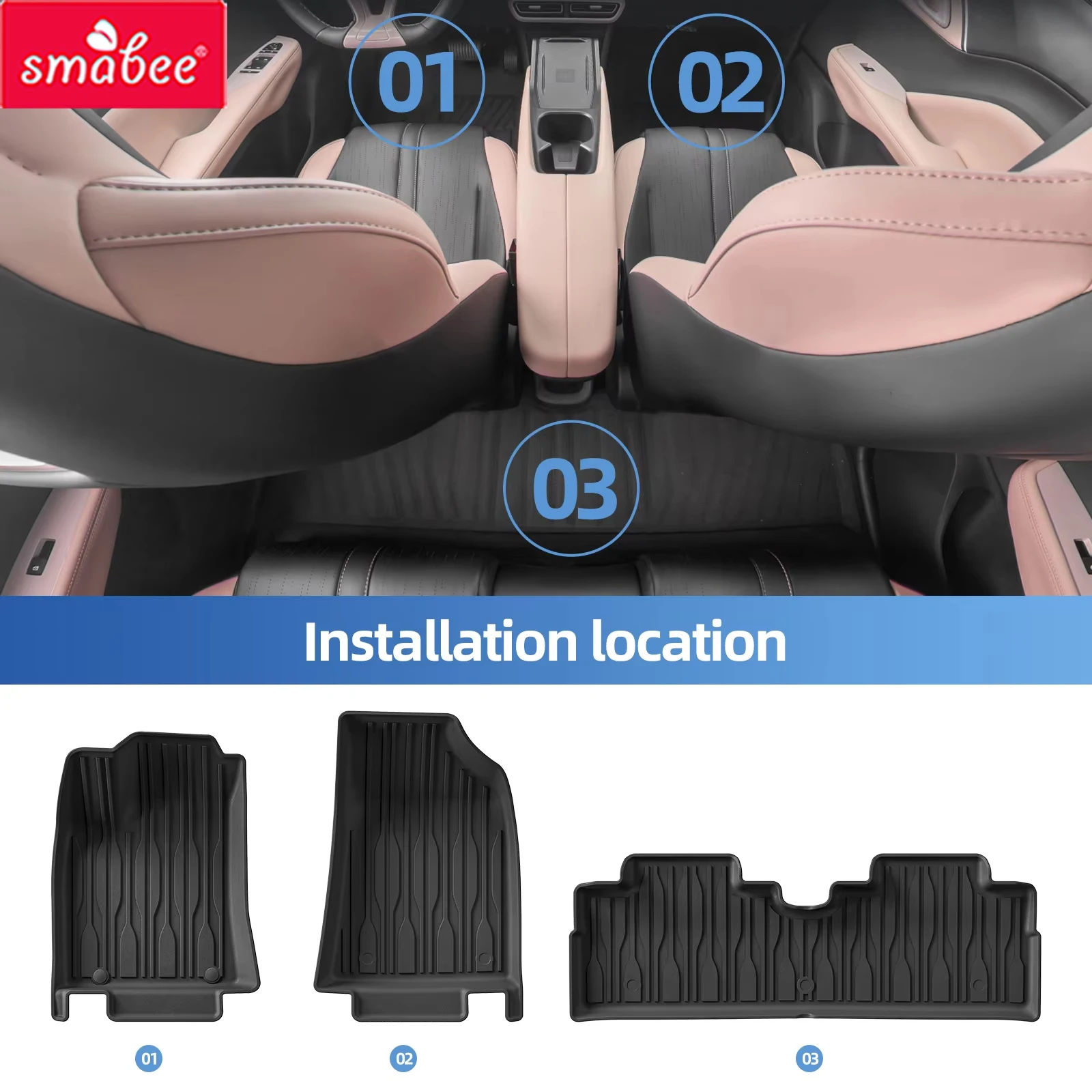 Smabee Left Drive for BYD Seagull 2025 2026 (Trunk Pad Not Fit Dolphin Surf) TPE Car Floor Mats Cargo Trunk Pad Waterproof Black