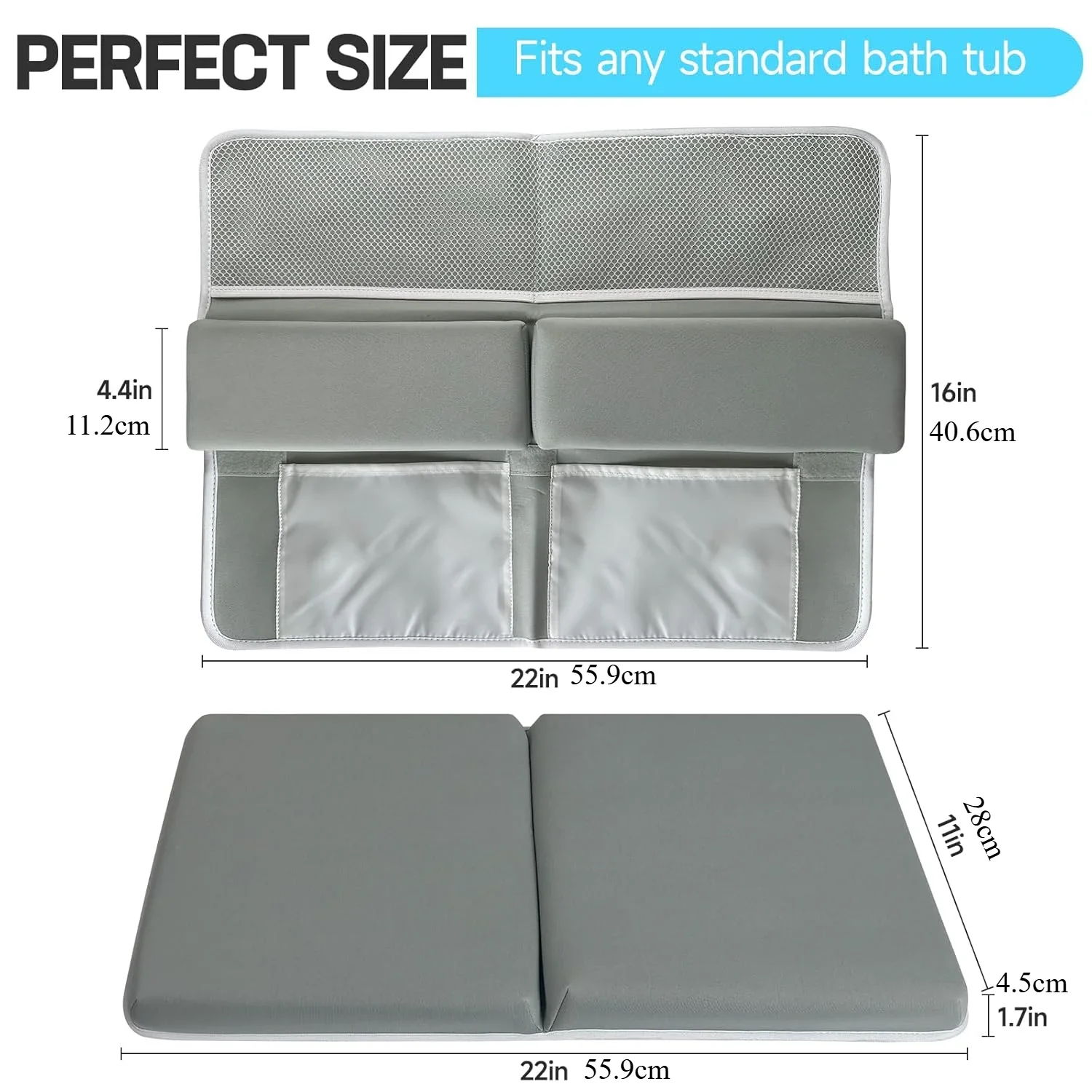 Bath Kneeler with Elbow Rest Pad Set Anti-Skid for Baby Bathing Time Bathtub Kneeling Cushion Mats with Storage Bag Quick-Drying