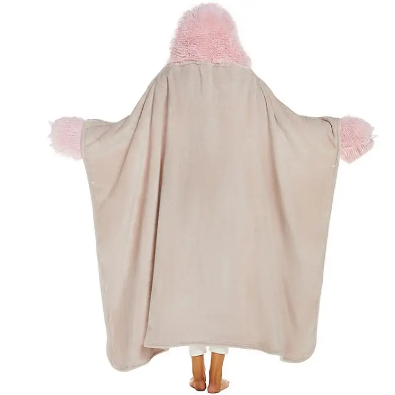 Soft Fleece Cartoon Animal Homewear Winter Warm Hoodies Blanket Home TV Blanket Women Men Loungewear Sleeves Gloves Robse
