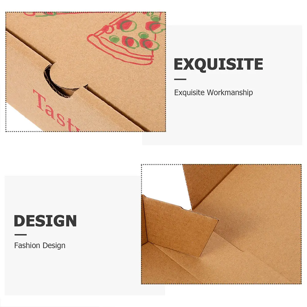 

10pcs Inch Pizza Paper Boxes Boxes Disposable Paper Containers Take Out Keep Fresh Foldable Box For Restaurant