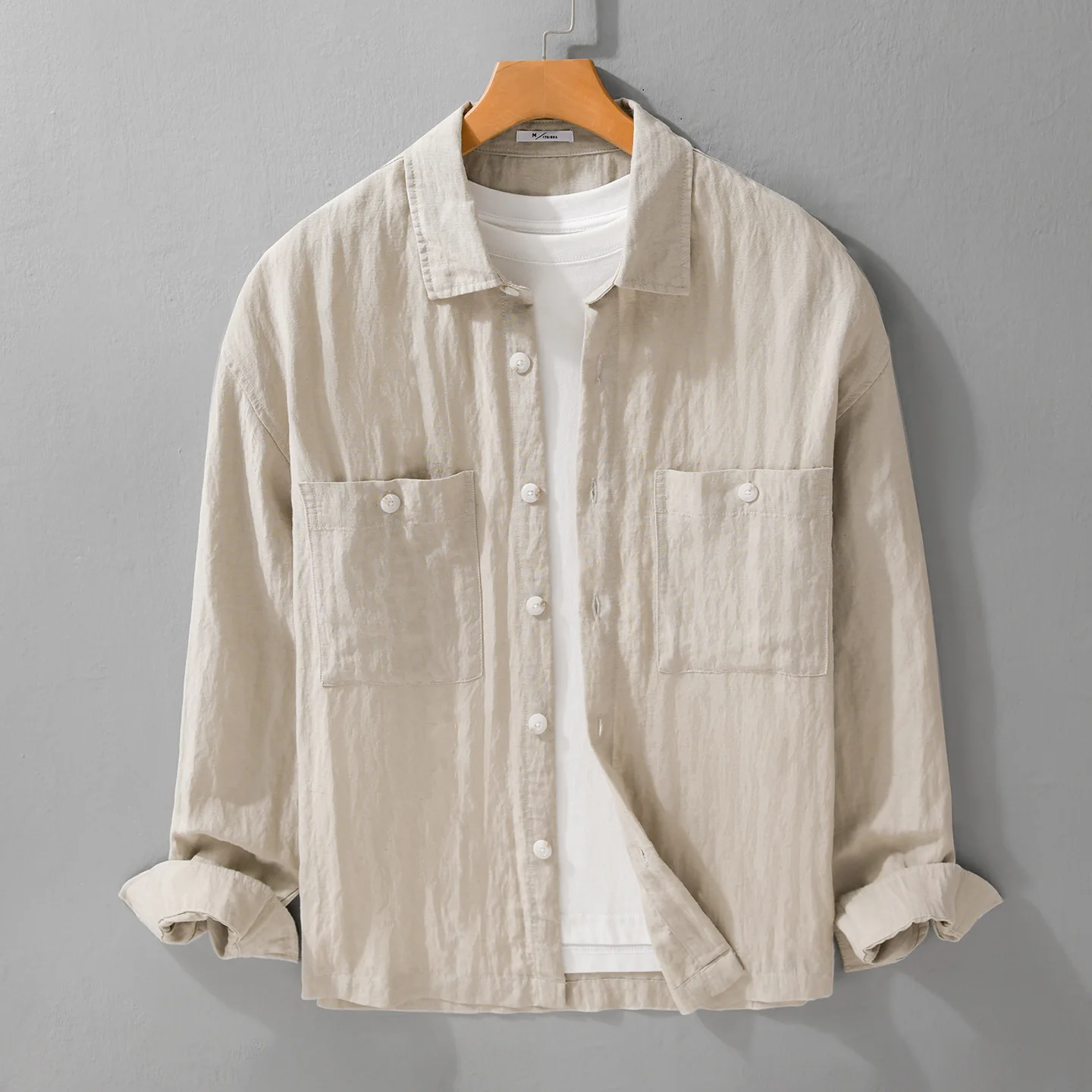 

Spring Summer Men's Casual Long Sve Linen irt Smooth Cool Loose Fit irt Lightweight Breathable Comfortable M Model
