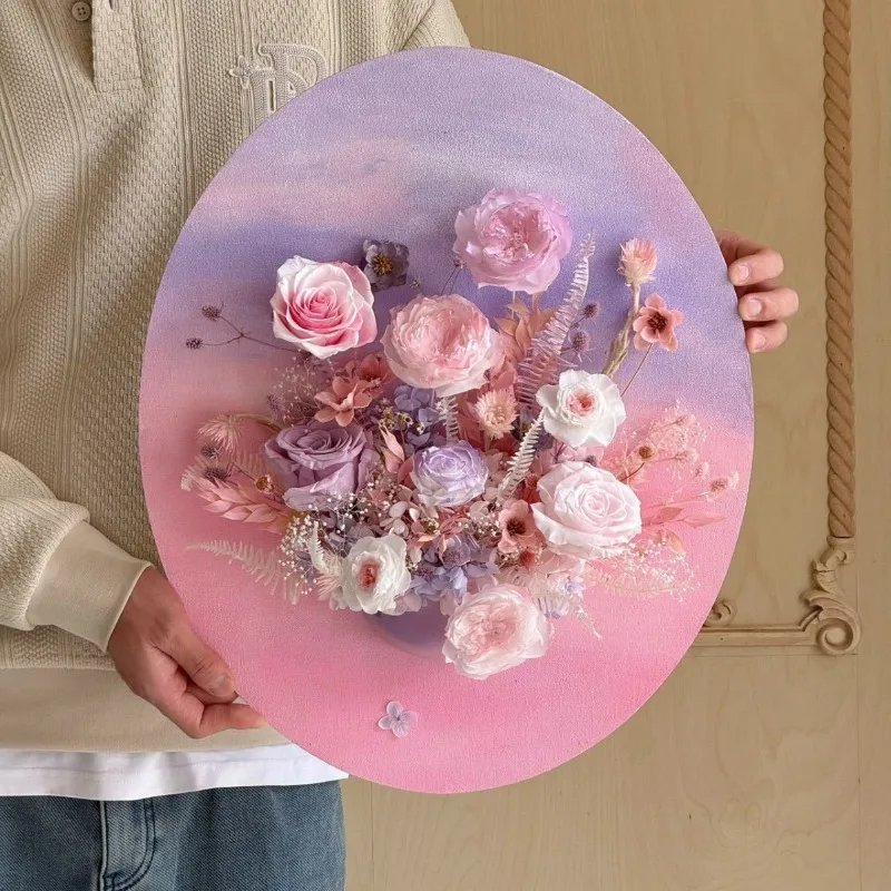 Eternal flower, team building floral gift gradual change oil painting ornament gift