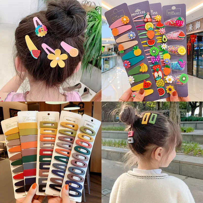 Cheapest Girls Hair Accessories Pink Yellow Hairpin Set Cartoon Decoration Fruit Multi color Little Girl Hair Clip Hairpins