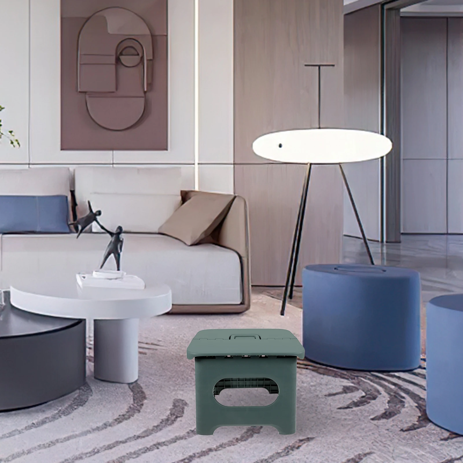 

1pc Portable Folding Stool Lightweight Pp Material Foldable Design Space Saving Strong Load Bearing Round Edges Safe