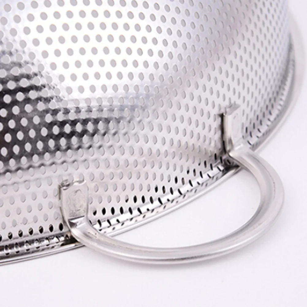 Colador de arroz y frutas y verduras de acero inoxidable de 22,5 Cm, cesta de lavado de doble mango para escurrir Pasta, ensalada, mezcla apta para lavavajillas