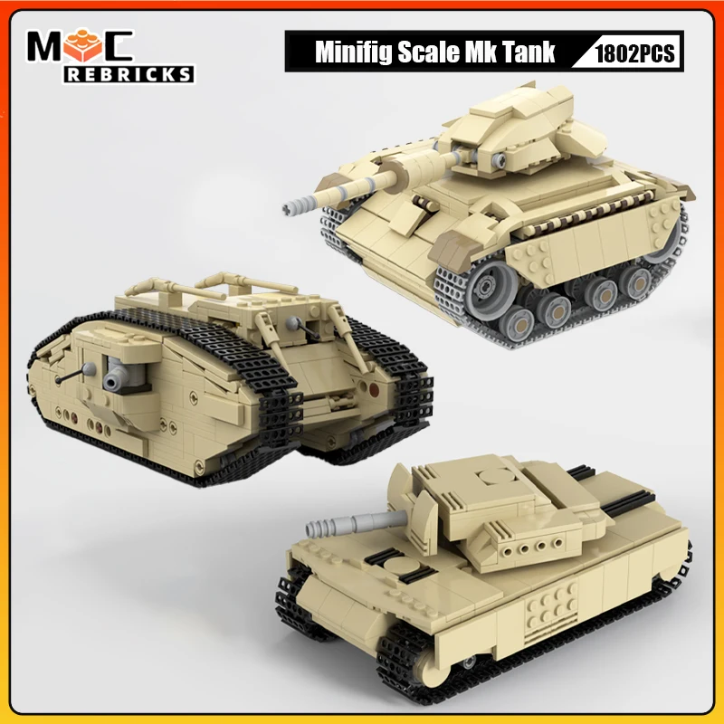 

Military Series Minifig Scale Dune 2 Mk Combat Tank Building Blocks Assembly DIY Model Originality Bricks Boy Toys Holiday Gifts