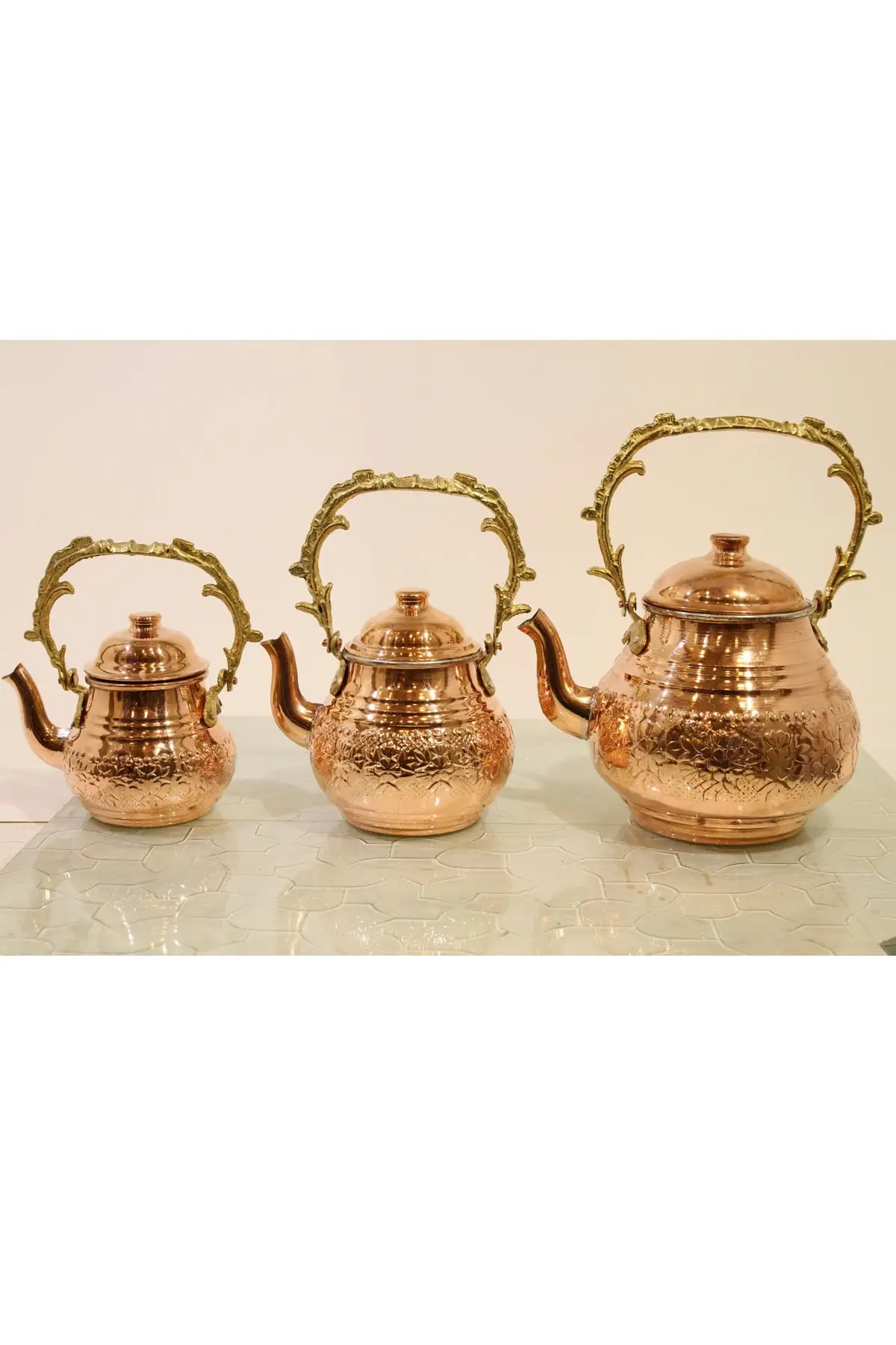 DOLBOVI copper 3-piece top teapot Cooper Tea Pots Handmade