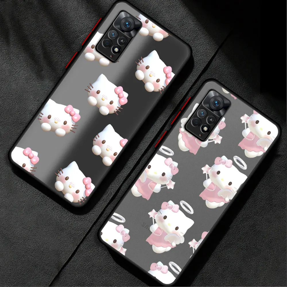 Matte Case For Xiaomi Redmi Note 11 13 Pro Plus 10 12 9S 12S 12C 9 8 K40 10C A1 8T 13C Phone Cover Black Shell Cute Holle Kitty