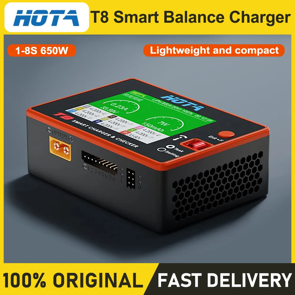 

Умное зарядное устройство HOTA T8 для литиевых аккумуляторов 1-8S, для FPV дронов, ток 22А, 650Вт